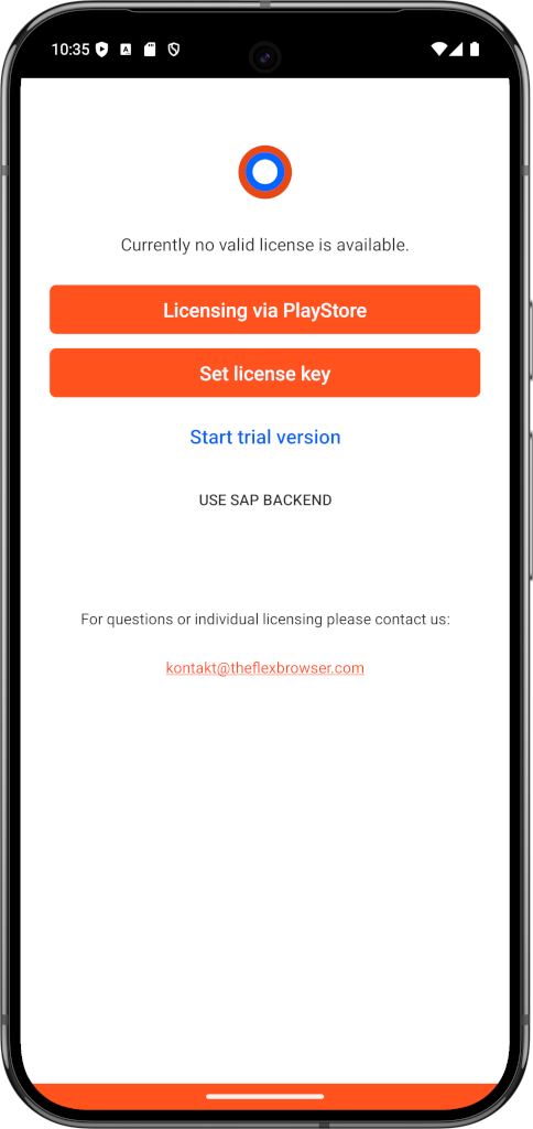 License settings of CipherLab Enterprise Browser