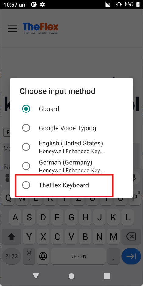 Select CipherLab Enterprise Browser Keyboard