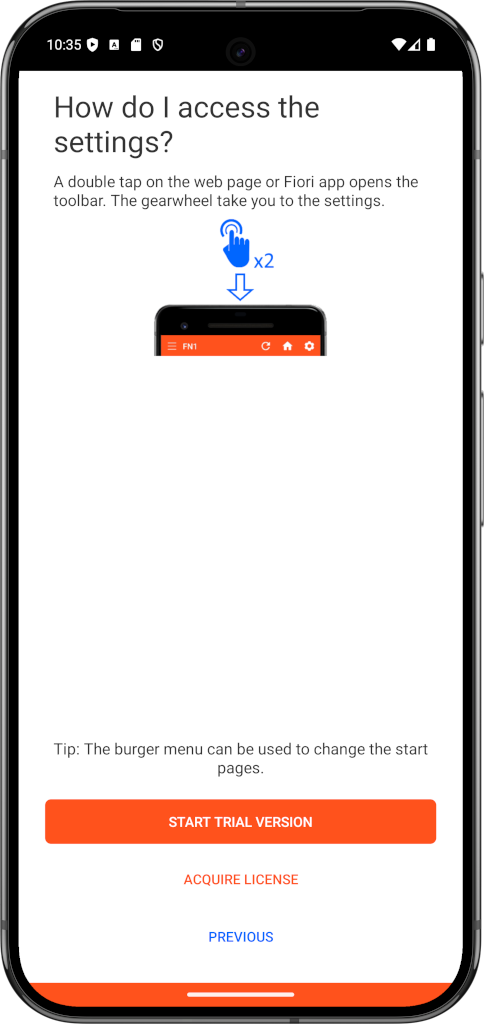 Startup page configuration